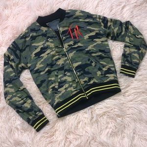 Camo true religion varsity jacket.